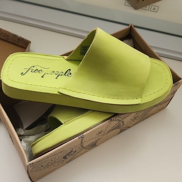 Free people flatform moree slide sandal womens 41 new shoes nib sunny lime green - Picture 1 of 5